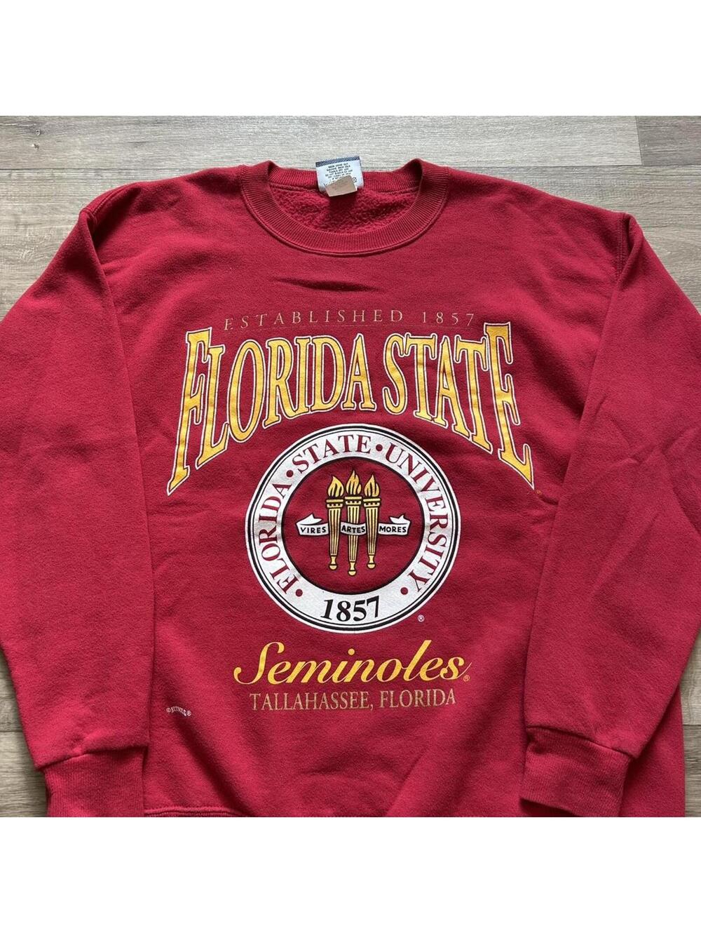 Vintage 90’s  FSU Crewneck Sweatshirt size L Nutmeg - Picture 3 of 8